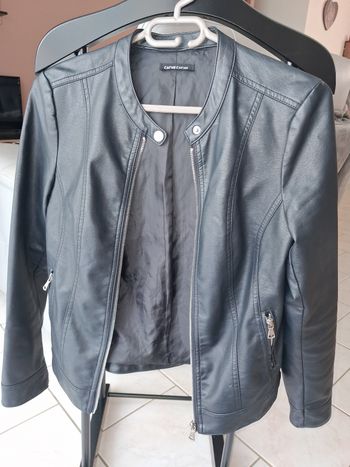 Veste simili cuir femme noir