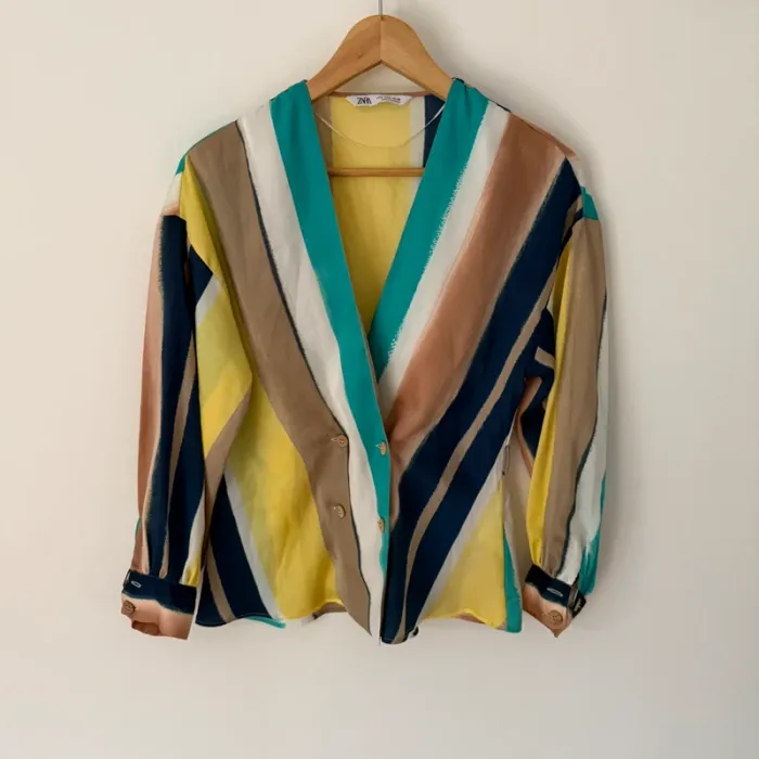 Chemise Rayée Zara Colorée Manches Longues Style Vintage - photo numéro 3