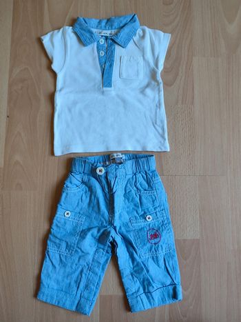 Lot tenue été pantacourt + polo assorti Dpam en 1M