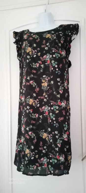Robe fluide printanière imprimé fleurs noir femme 40 promod