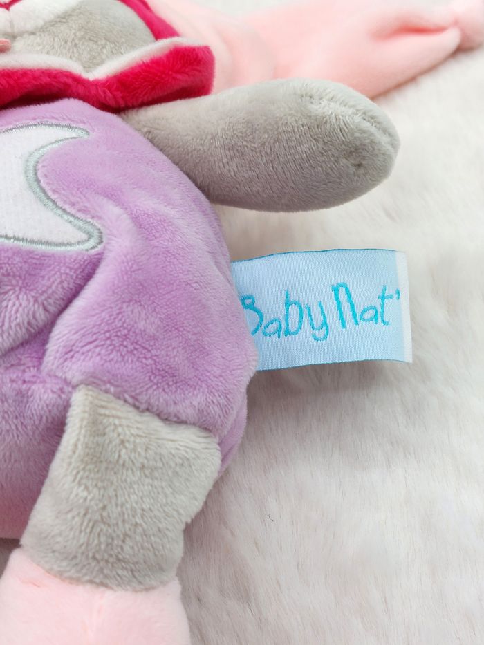 BABY NAT Peluche doudou chat gris mauve rose luminescent lune étoile BN0139 - photo numéro 4