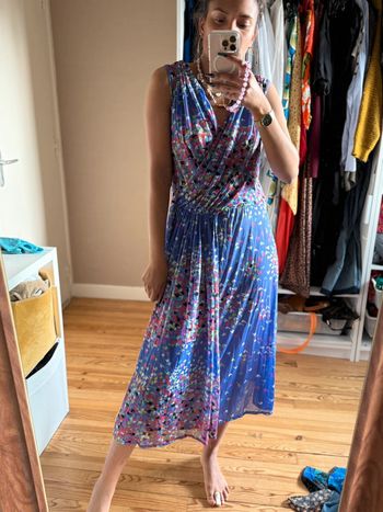 Robe longue bleu à motifs