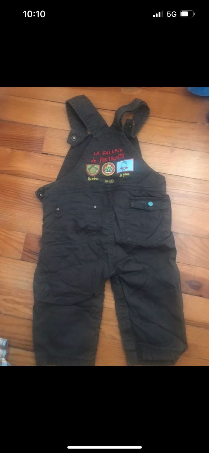 Ensemble salopette chemise dpam 12 mois - photo numéro 3