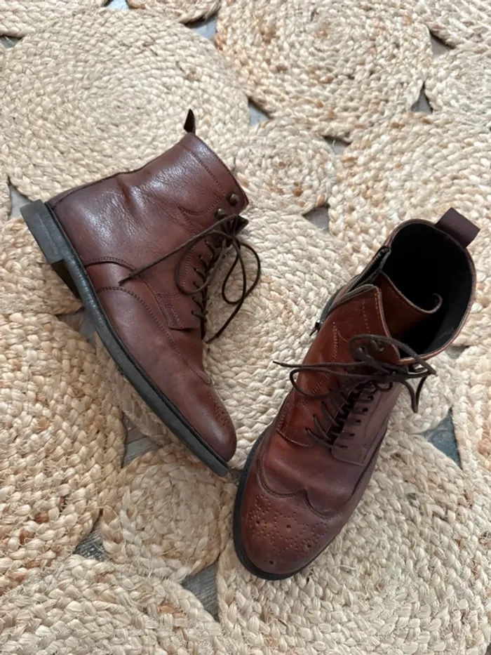 Bottine cuir marron - Homme - Zara