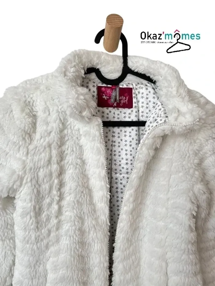 Manteau blanc zippé en fausse fourrure - Orchestra 10 ans (140cm) - photo numéro 2
