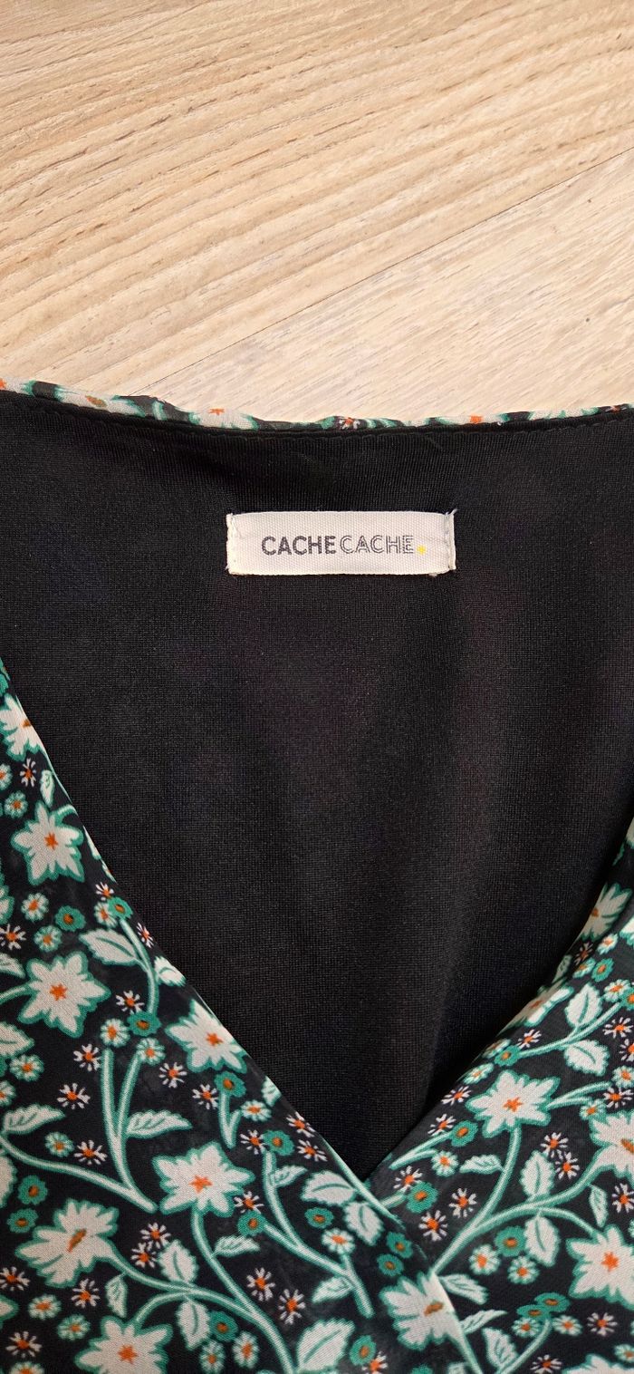 Robe Caroll taille 40 verte motif fleur en très bon état - photo numéro 7