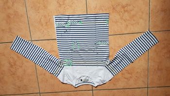 T shirt fille 8 ans blanc et bleu Jean Bourget