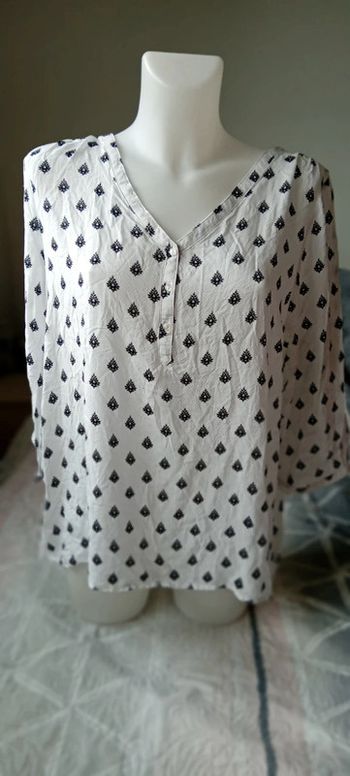 Blouse manches 3/4 imprimé floral col V noir et blanc femme 44/46 naf naf