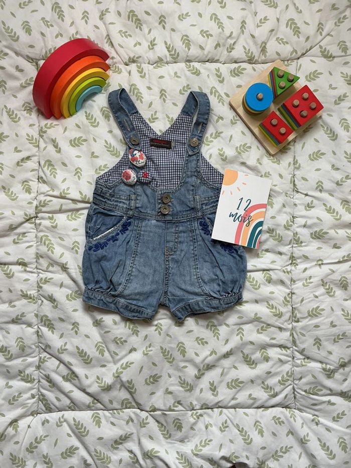 salopette short en jean bleu 12 mois catimini