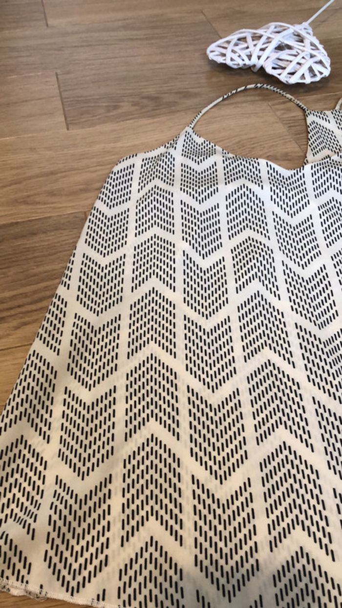 Caraco imprimé crème et noir motifs géométriques taille M - photo numéro 4