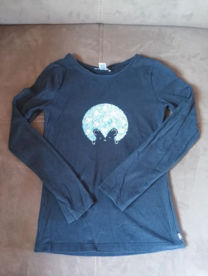 Tee shirt chemise manches longues Fille 8 ans hérisson Okaïdi