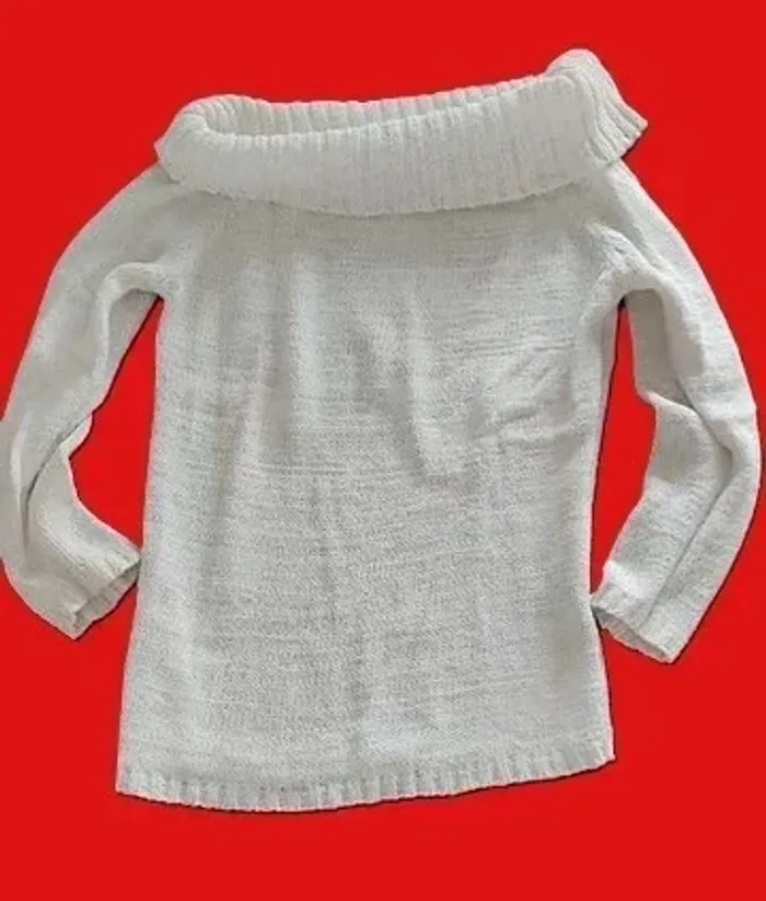 Pull été femme 38 – 62 % coton, blanc estival