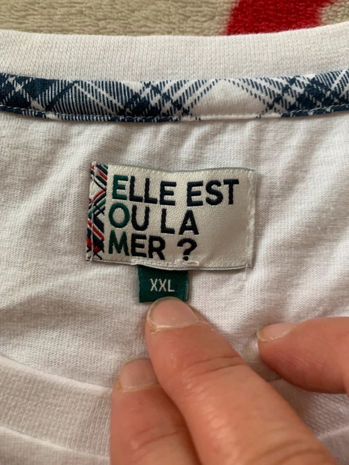 T-shirt Femme “Elle est où la mer” Bleu Jaune – Taille 42/44 – 5€ - photo numéro 4