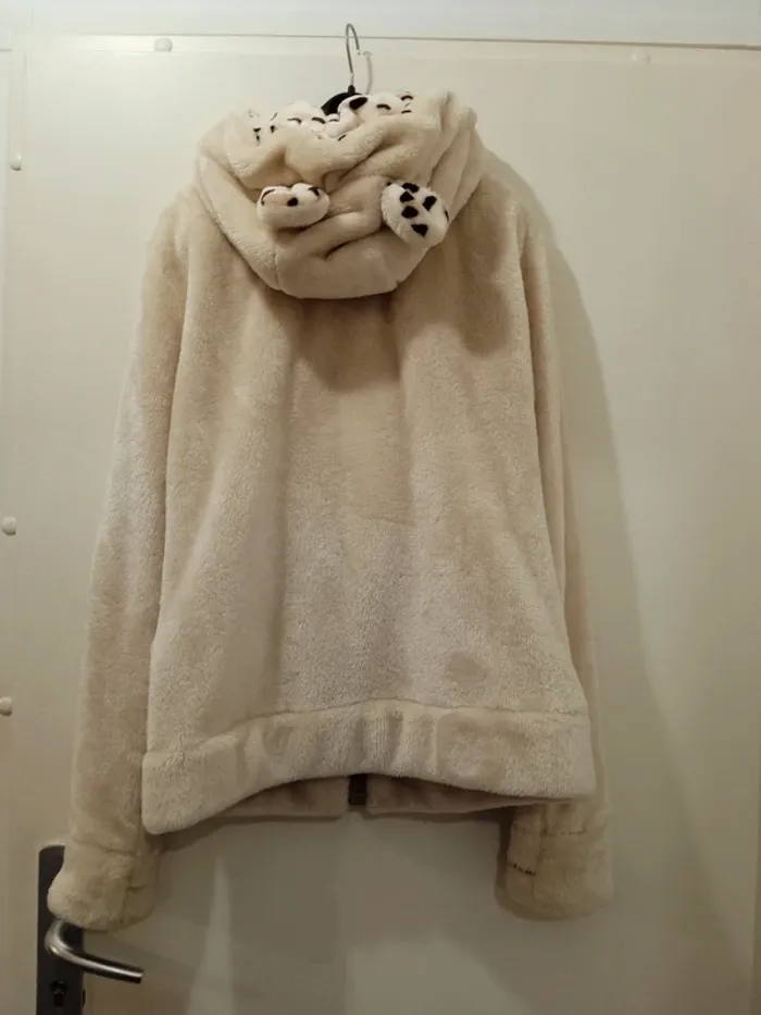 Veste femme polaire nirvana a capuche manches longues crème léopard a capuche taille 44 - photo numéro 4