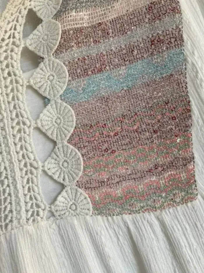 Blouse bohème Paprika S/M blanche fluide avec débardeur - photo numéro 3