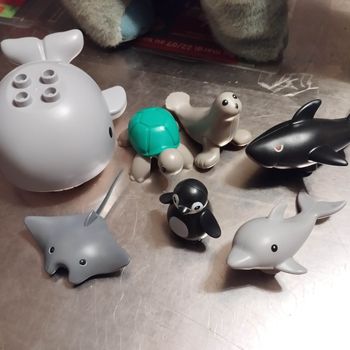 Lot 8 animaux marins briques construction compatible Duplo