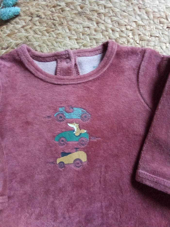 Pyjama 2 pièces en velours Vertbaudet taille 3 mois - photo numéro 3
