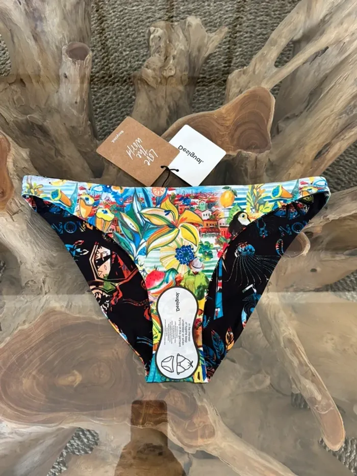 Bas de maillot de bain Desigual réversible coloré noir femme M - photo numéro 4