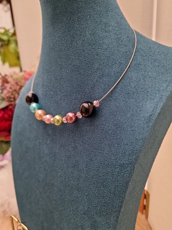 Parure Bijoux Acier Grosses Perles Multicolore - photo numéro 5