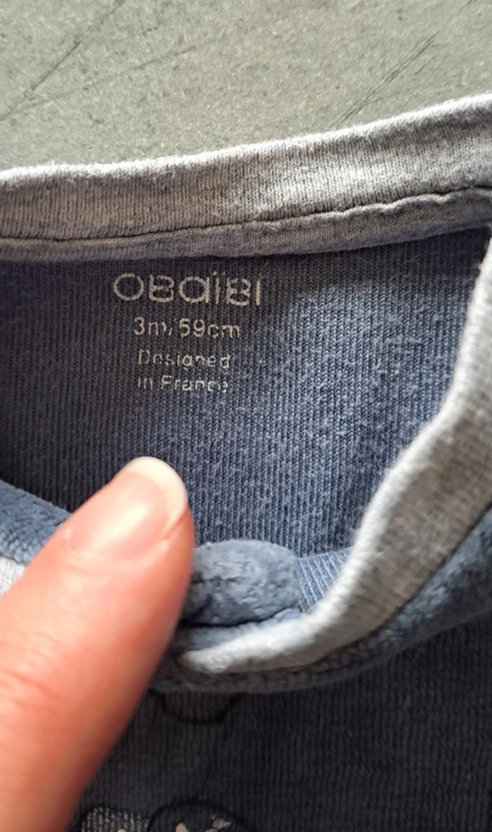 Lot de 2 grenouillères 3mois Obaïbi - photo numéro 5