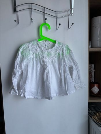 Blouse manche longue blanche broderie Monoprix 4 ans fille