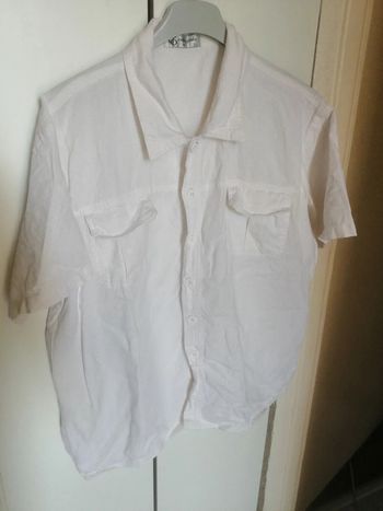 🌸Chemise lin blanc décontractée Taille 40 homme "UOH" 🌸