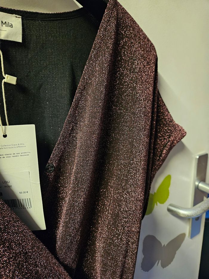 Robe scintillante rose violet Grace & Mila  T38 - photo numéro 3
