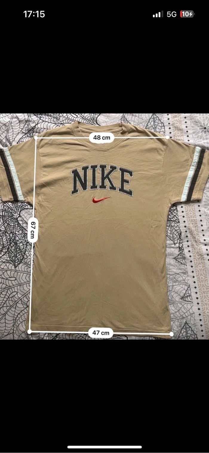 T-shirt Nike vintage beige logo brodé Swoosh rouge - photo numéro 6
