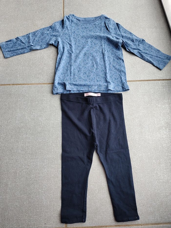 Ensemble t-shirt ML / legging bleu T.18 M