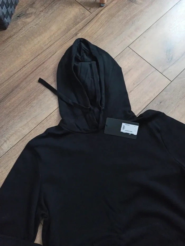 Pull/sweat à capuche noir homme uni S - photo numéro 2