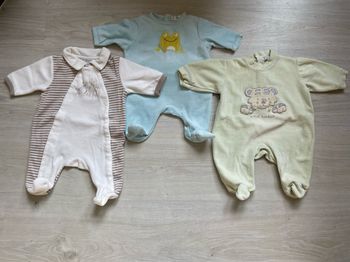 Lot de 3 pyjamas garçon velours 1 mois