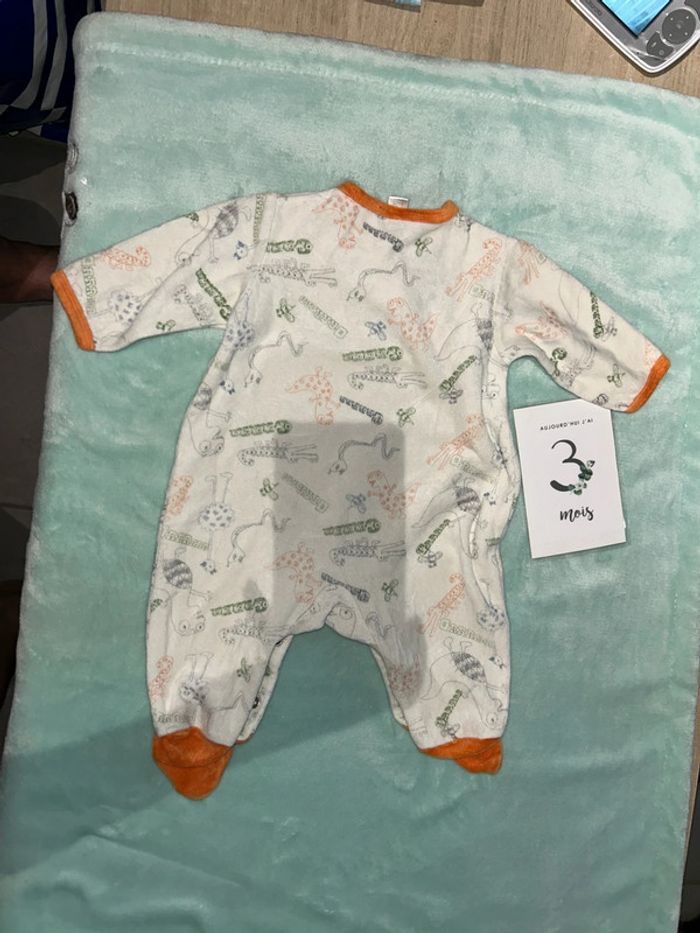Pyjama bébé blanc/ orange et animaux - photo numéro 5