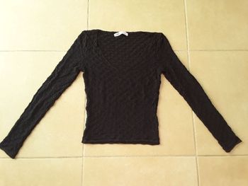 T-shirt ML habillé noir femme S ZARA TBE