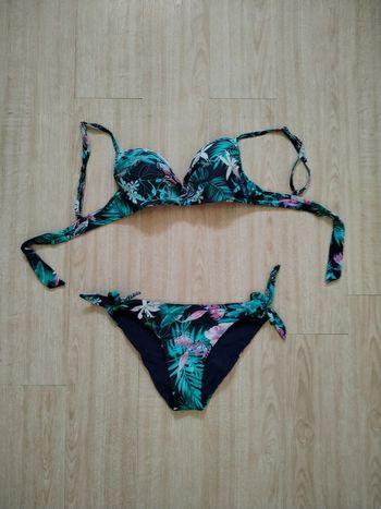 Maillot de bain 2 pièces bikini motif végétal