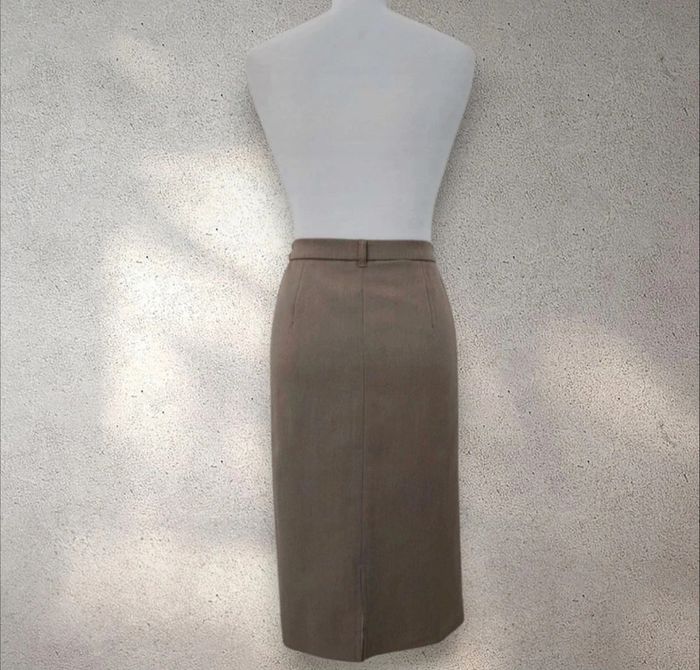 Jupe de tailleur kaki-beige taille haute 40 - photo numéro 3
