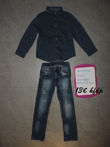 ensemble orchestra 6 ans jeans effet déchiré d'origine
