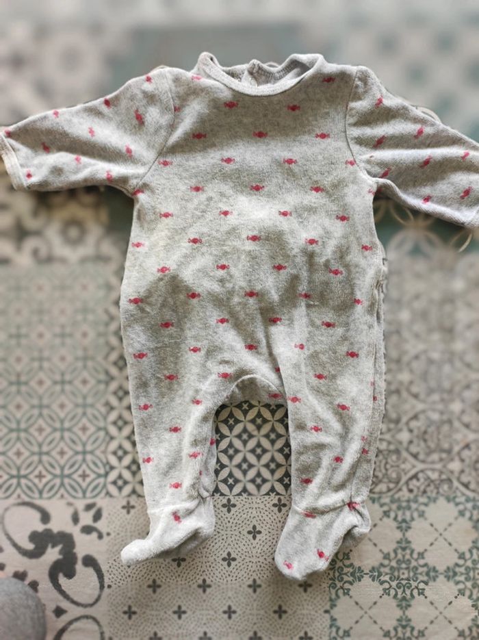 Pyjama velour gris La Redoute 1 mois