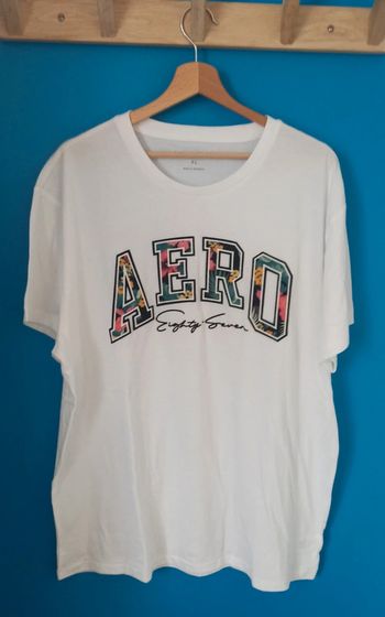 T-shirt Neuf Blanc et logo fleuri Aeropostale Grande Taille - XL