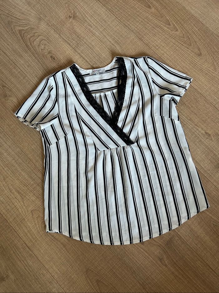 Blouse blanche et noire à manches courtes Morgan taille 36 TBE - photo numéro 7