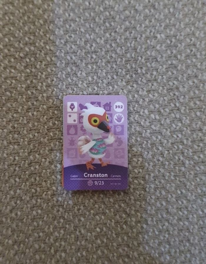 Mini Carte Amiibo NFC Animal Crossing Nintendo Cranston Gabin