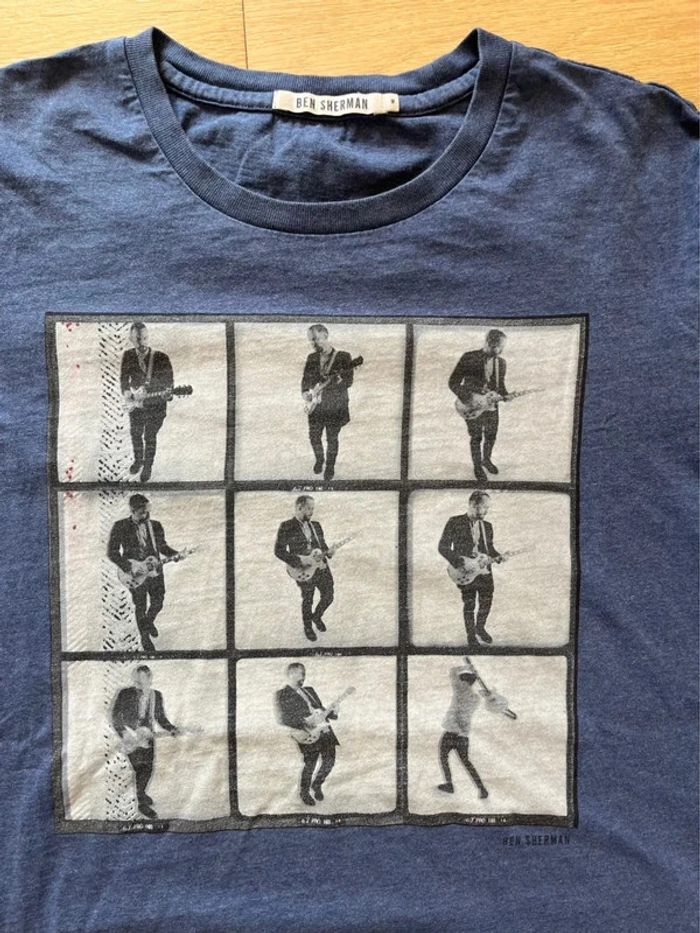 👕 T-shirt Ben Sherman bleu motif guitare guitariste – Taille M – Très bon état - photo numéro 2