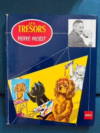 Les Trésors de Pierre Probst bleu ancien vintage grand recueil Caroline pouf livre youpi