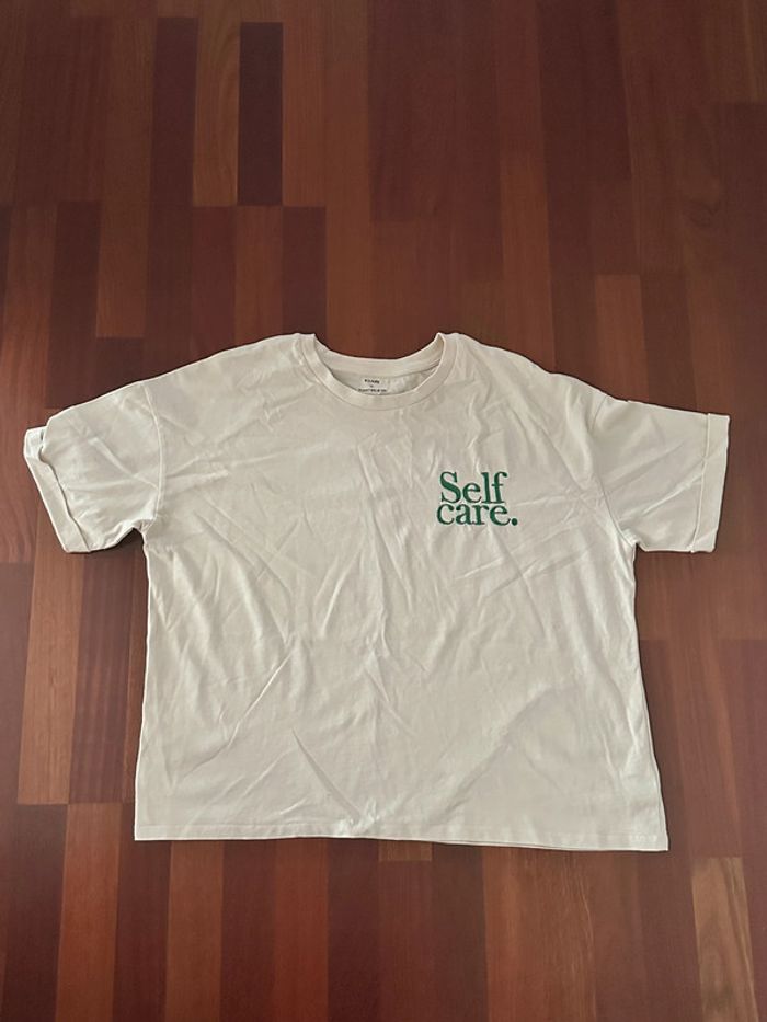 Tee shirt blanc/beige - Self care - photo numéro 2