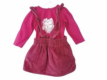 9 12 mois ensemble t-shirt tape à l'oeil et jupe à bretelle