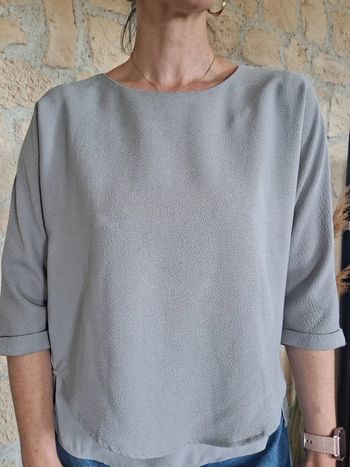 Blouse doublée grise manche 3/4 taille XS