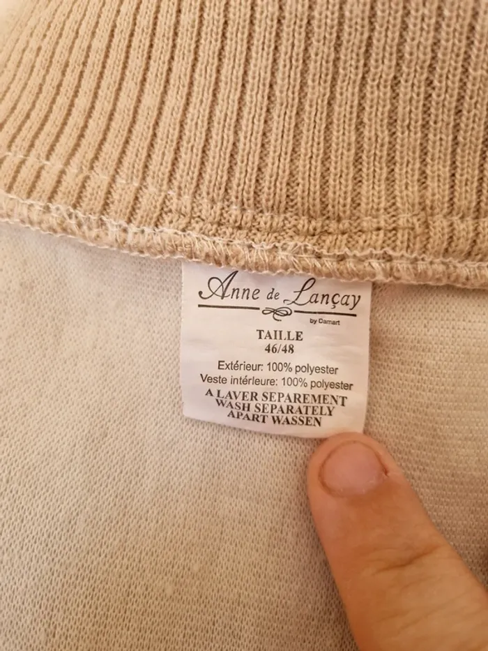 Sur polaire sans manche beige taille 46 anne de lancay - photo numéro 5