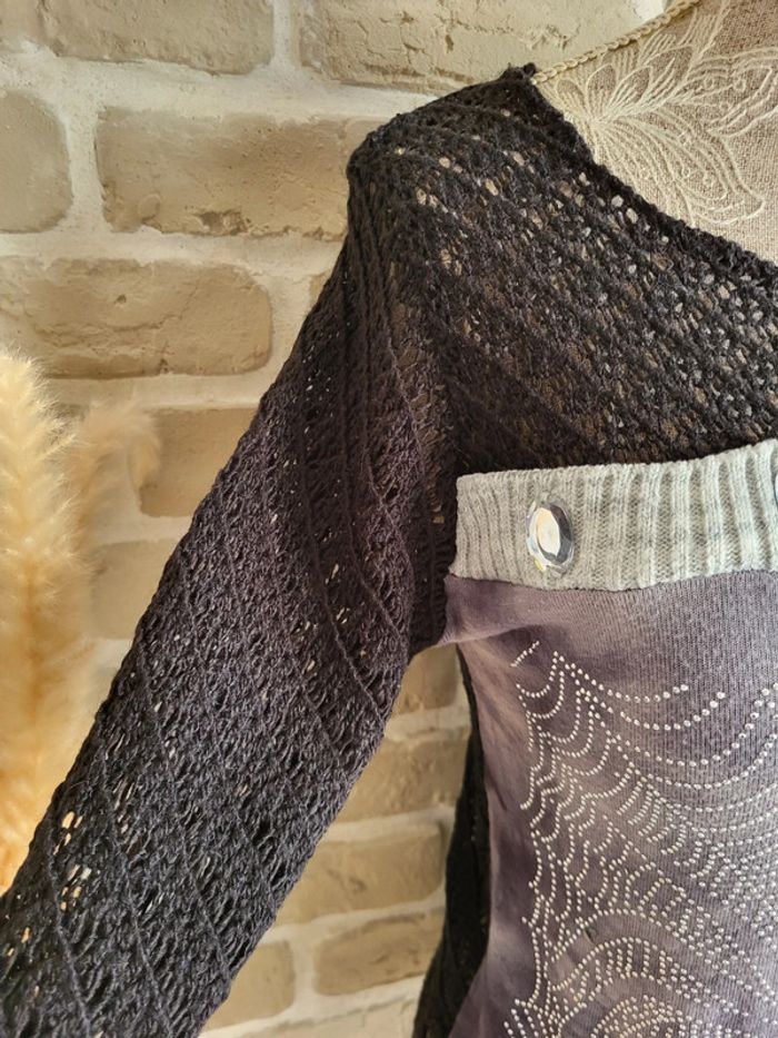 Pull vintage maille crochet et strass - photo numéro 11