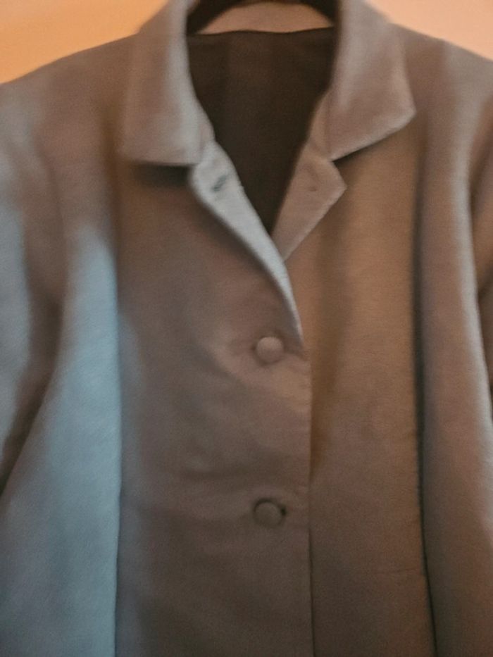 Veste / Blouson cousu main, style daim, bleu clair, taille M/L - photo numéro 5