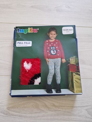 Pull Noël rouge 12mois Lupilu