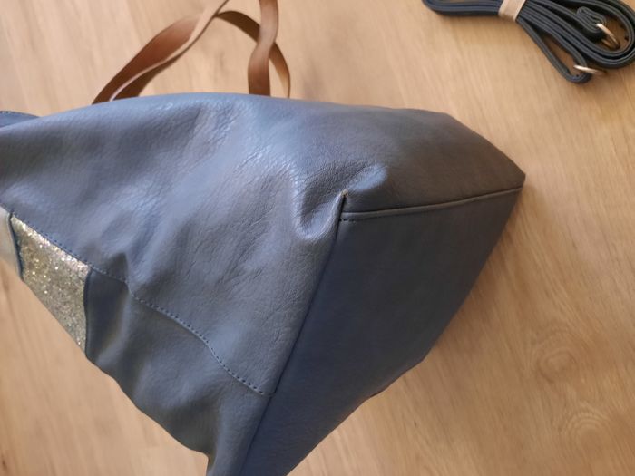 Sac à main fourre-tout bleu simili cuir avec strass - photo numéro 7